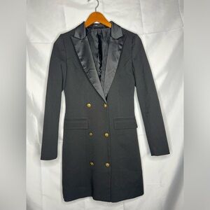 Elegant Black Double-Breasted Women's dress